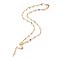 304 Stainless Steel Rosary Bead Necklaces, with Enamel Evil Eye, Oval with Virgin Mary, Cross, Golden, 18.3 inch(46.5cm)