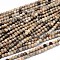 Natural Fossil Coral Round Bead Strands, Faceted, 4mm, Hole: 1mm, about 98pcs/strand, 16 inch