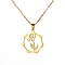 304 Stainless Steel Pendant Necklace, Golden, February Iris, 16.14~19.69 inch(41~50cm)