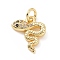 Brass Micro Pave Cubic Zirconia Charms, with Jump Ring, Cadmium Free & Lead Free, Snake Charms, Golden, 13x11x2.5mm, Hole: 2.8mm
