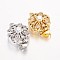Hollow Flower Rack Plating Brass Micro Pave Cubic Zirconia Box Clasps, Lead Free & Nickel Free & Cadmium Free, Mixed Color, 18x13x9mm, Hole: 1.5mm