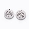 Non-Tarnish 201 Stainless Steel Pendants, Manual Polishing, Flat Round with Tree, Stainless Steel Color, 16x1.5mm, Hole: 1.8mm
