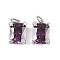 Brass Pave Cubic Zirconia Charms, Rectangle, Rack Plating, Lead Free & Cadmium Free, Long-Lasting Plated, Platinum, with Jump Ring, Purple, 12x9x7mm, Hole: 3mm