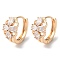 Rack Plating Brass Micro Pave Cubic Zirconia Hoop Earrings, Flower, Light Gold, 15x8.5mm