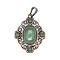 Retro Hollow Natural Aventurine Pendants, Flower Rhombus Pendants, with Red Copper Metal Finding, 33x27x7mm
