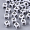 White Opaque Acrylic Beads, Horizontal Hole, Cube with Black Alphabet, Letter.K, 4~5x4~5x4~5mm, Hole: 1.8mm, about 240pcs/20g