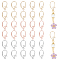 15 Pairs 3 Colors Brass Earring Hooks, Ear Wire, with Horizontal Loops, Mixed Color, 19.5x1mm, Hole: 1.5mm, Pin: 0.8mm, 5 Pair/color