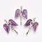Natural Amethyst Pendants, with Brass Findings, Angel, Platinum, 34x23x8mm, Hole: 3x5mm