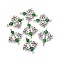 Alloy Enamel Chandelier Component Links, Cadmium Free & Lead Free, Rhombus, Antique Silver Metal Color, Teal, 35x29x3mm, Hole: 1.5mm