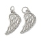 Brass Pendants, Wing Charms, with Jump Ring, Lead Free & Cadmium Free, Long-lasting Plated, Platinum, 18.5x9x1.5mm, Hole: 3.5mm