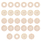 32PCS 4 Styles Brass Filigree Joiners Links, Etched Metal Embellishments, Flat Round, Light Gold, 30x0.3mm, Hole: 1.2~1.6mm, 8pcs/style