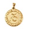 304 Stainless Steel Pendants, Ion Plating(IP), Flat Round with Constellation, Golden, Capricorn, 28x25x2.5mm, Hole: 4.5x3.5mm