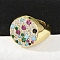 Brass Micro Pave Cubic Zirconia Finger Rings for Women, Round, Rack Plating, Cadmium Free & Lead Free, Long-Lasting Plated, Real 18K Gold Plated, 17.5mm, US Size 7 1/4(17.5mm)