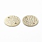 Brass Normal Links Connectors, Long-Lasting Plated, Textured Flat Round, Real 24K Gold Plated, 15x0.5mm, Hole: 1.6mm