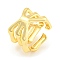 Rack Plating Brass Skull Open Cuff Rings, Long-Lasting Plated, Lead Free & Cadmium Free, Real 18K Gold Plated, Inner Diameter: 16mm