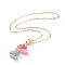 Electroplated Natural Quartz Crystal Wire Wrapped Pendant Necklaces, with Brass Paperclip Chains and 304 Stainless Steel Toggle Clasps, Nuggets, Colorful, Golden, 20.07 inch(51cm)