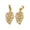Rack Plating Brass Clear Cubic Zirconia Pendants, Long-Lasting Plated, Leaf Charms, Golden, 22.5x11.5x3mm, Hole: 5x3mm