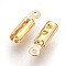 304 Stainless Steel Folding Crimp Ends, Fold Over Crimp Cord Ends, Real 18K Gold Plated, 10x3x2.5mm, Hole: 1mm, Inner Diameter: 2.5mm