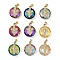 Brass Micro Pave Cubic Zirconia with Glass Pendents, Long-Lasting Plated, Cross, Mixed Color, 25x20x10mm, Hole: 6x3mm