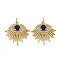 Brass Micro Pave Cubic Zirconia Pendants, Enamel, with Jump Rings, Nickel Free, Eye, Real 16K Gold Plated, 22x22x4mm, Jump Ring: 5x1mm, 3mm inner diameter