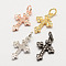 Brass Micro Pave Grade AAA Cubic Zirconia Pendants, Long-Lasting Plated, Cross, Cadmium Free & Nickel Free & Lead Free, Mixed Color, 18x11x1.5mm, Hole: 3mm