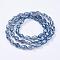 Electroplate Glass Beads Strands, AB Color Plated, Faceted Teardrop, Steel Blue, 15x10mm, Hole: 1mm, 46~48pcs/strand, 69~72cm