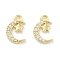 Brass Micro Pave Clear Cubic Zirconia Pendants, Moon with Star, Real 18K Gold Plated, 11x7.5x1.5mm, Hole: 1.2mm
