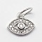 CZ Brass Micro Pave Cubic Zirconia Evil Eye Charms, Platinum, 9x11x2mm, Jump Ring: 5x0.8mm