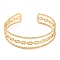 304 Stainless Steel Hollow Oval Cuff Bangles, Golden, Inner Diameter: 2-1/4 inch(5.75cm)