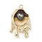 Brass Enamel Pendants, Cadmium Free & Nickel Free & Lead Free, Oil Painting Style Charms, with ABS Imitation Pearl, Teal, 26x15.5x5.5mm, Hole: 1.6mm