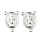 Brass Rosary Center Pieces Oval with Virgin Mary Chandelier Component Links, Cadmium Free & Nickel Free & Lead Free, 3 Loop Connector, for Holy Jewelry Making, Real Platinum Plated, 16.5x12x1mm, Hole: 1mm