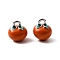 Brass Enamel Charms, Cadmium Free & Nickel Free & Lead Free, Real Platinum Plated, Fruits, Tomato, 8x7mm, Hole: 1.2mm