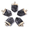 Natural Larvikite Pointed Pendants, with Light Gold Plated Top and Brass Loop, Arrow, Faceted, 19x10.5x4.5mm, Hole: 1.8mm