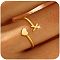 Brass Cuff Rings, Heart and Letter, Golden, Letter X, Inner Diameter: 17~19mm
