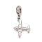 Non-Tarnish 304 Stainless Steel European Dangle Charms, Large Hole Pendants, Airplane, Stainless Steel Color, 28.5mm, Hole: 4mm, Airplane: 19x15x4mm