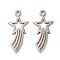 Non-Tarnish 201 Stainless Steel Pendants, Star Charm, Stainless Steel Color, 21x10x1mm, Hole: 1.4mm