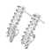 Brass Stud Earring Findings, Cadmium Free & Nickel Free & Lead Free, with Clear Rhinestone & Horizontal Loops, Real Platinum Plated, 14x3.5mm, Hole: 1mm, Pin: 0.7mm