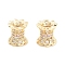 Brass Micro Pave Clear Cubic Zirconia Beads, Cadmium Free & Nickel Free & Lead Free, Column, Real 18K Gold Plated, Wavy edge, Pink, 8.2x8mm, Hole: 1.8mm