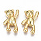 Brass Micro Pave Black Cubic Zirconia Cabochons, Nickel Free, Bear, Real 16K Gold Plated, 24x16x5.5mm