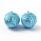 Sparkly Paillette Plastic Pendant Decorations, AB Color Plated, Ball Shape, Light Sky Blue, 30x29mm, Hole: 2mm