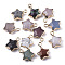 Natural & Synthetic Mixed Gemstone Pendants, with Light Gold Plated Edge and Brass Loop, Mixed Dyed and Undyed, Star, Faceted, 16~17x13x6.5mm, Hole: 1.6mm