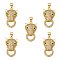 5Pcs Brass Micro Pave Clear & Green Cubic Zirconia Pendants, Nickel Free, Leopard, Real 18K Gold Plated, 25.5x14.5x6.5mm, Hole: 3x5mm