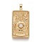 Brass Micro Pave Clear Cubic Zirconia Pendants, Real 18K Gold Plated, Tarot Card Charms, The Wheel of Fortune, The Wheel of Fortune X, 30x15x4mm, Hole: 3~4mm