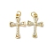 Brass Micro Pave Cubic Zirconia Pendants, with Jump Ring, Cross, Lead Free & Cadmium Free, Long-Lasting Plated, Real 18K Gold Plated, 21.5x13.5x2mm, Hole: 3mm