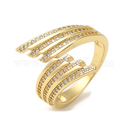 Открытые манжеты из латуни с микропаве кубический цирконий RJEW-U008-40G-1