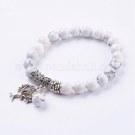 Естественно Howlite стрейч браслеты BJEW-F262-A06-1