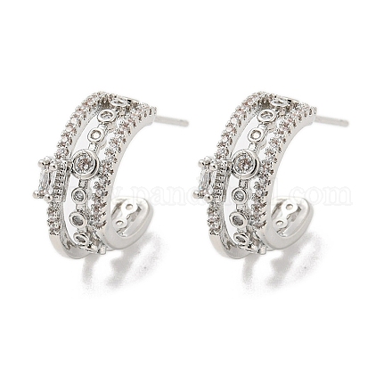 Круглые серьги-гвоздики из латуни с цирконием EJEW-B035-18P-1