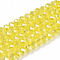 Electroplate Glass Beads Strands, AB Color Plated, Faceted, Rondelle, Champagne Yellow, 3.5~3.8x3mm, Hole: 0.4mm, about 105~110pcs/strand, 29~31cm