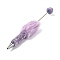 Iron Beadable Pen, Ball-Point Pen, with Polymer Clay Rhinestone & Plush Pompom, for DIY Personalized Pen with Jewelry Beads, Violet, 155x26mm