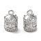 Brass Charms, Cadmium Free & Nickel Free & Lead Free, Bell with Heart Pattern, Real Platinum Plated, 8.5x5.5mm, Hole: 1.2mm